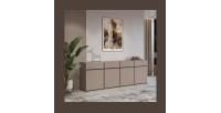 Buffet XL coloris beige et noir 225cm collection HAVANA. Bahut  design avec 4 portes et 4 tiroirs.