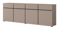 Buffet XL coloris beige et noir 225cm collection HAVANA. Bahut  design avec 4 portes et 4 tiroirs.