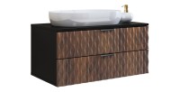 Ensemble de 3 meubles de salle de bain KING – Chêne foncé et noir - 60 cm