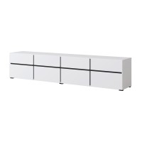 Meuble TV XL coloris blanc et noir 225cm collection HAVANA. Meuble design avec 4 portes et 4 tiroirs.