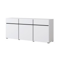 Buffet coloris blanc et noir 180cm collection HAVANA. Bahut  design avec 3 portes et 3 tiroirs.