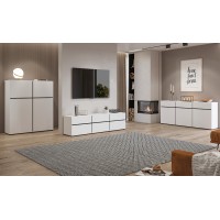 Buffet coloris blanc et noir 180cm collection HAVANA. Bahut  design avec 3 portes et 3 tiroirs.