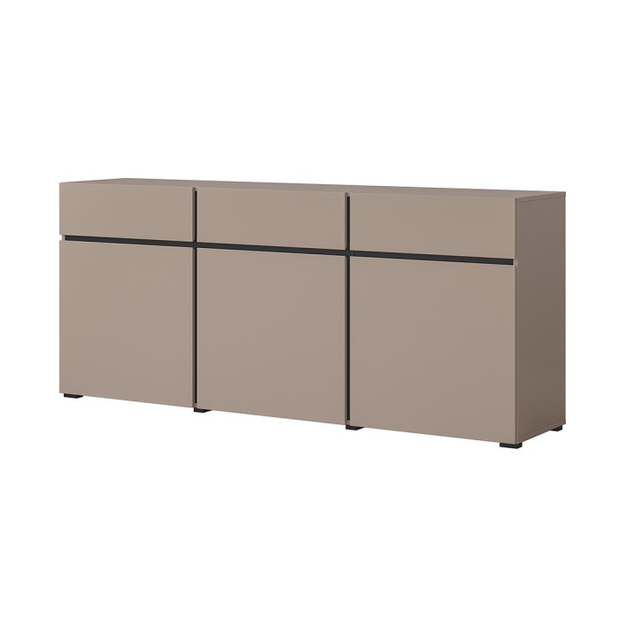 Buffet coloris beige et noir 180cm collection HAVANA. Bahut  design avec 3 portes et 3 tiroirs.