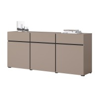 Buffet coloris beige et noir 180cm collection HAVANA. Bahut  design avec 3 portes et 3 tiroirs.