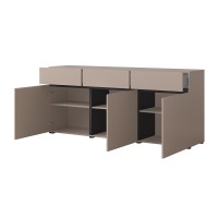 Buffet coloris beige et noir 180cm collection HAVANA. Bahut  design avec 3 portes et 3 tiroirs.