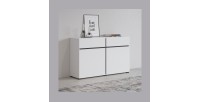 Buffet 120cm coloris blanc et noir collection HAVANA. Bahut  design avec 2 portes et 2 tiroirs.