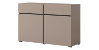 Buffet 120cm coloris beige et noir collection HAVANA. Bahut  design avec 2 portes et 2 tiroirs.