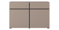 Buffet 120cm coloris beige et noir collection HAVANA. Bahut  design avec 2 portes et 2 tiroirs.