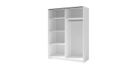 Armoire GOZU 2 portes coulissantes avec miroir - Coloris Blanc - 150 x 198 x 62 cm