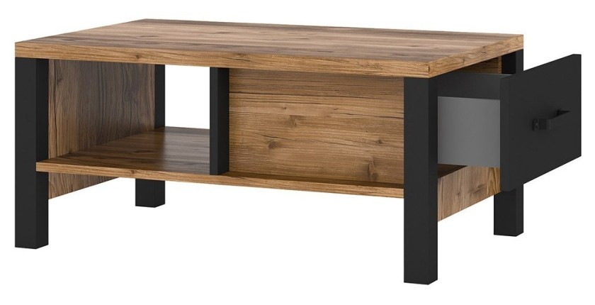 Table basse design DARWIN – Épicéa et noir