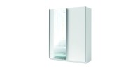 Armoire GOZU 2 portes coulissantes avec miroir - Coloris Blanc - 180 x 198 x 62 cm