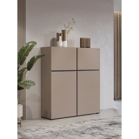 Buffet haut coloris beige et noir L120xH140xP40 collection HAVANA. Bahut  haut design avec 4 portes.