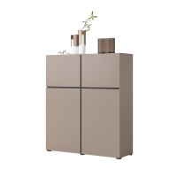 Buffet haut coloris beige et noir L120xH140xP40 collection HAVANA. Bahut  haut design avec 4 portes.