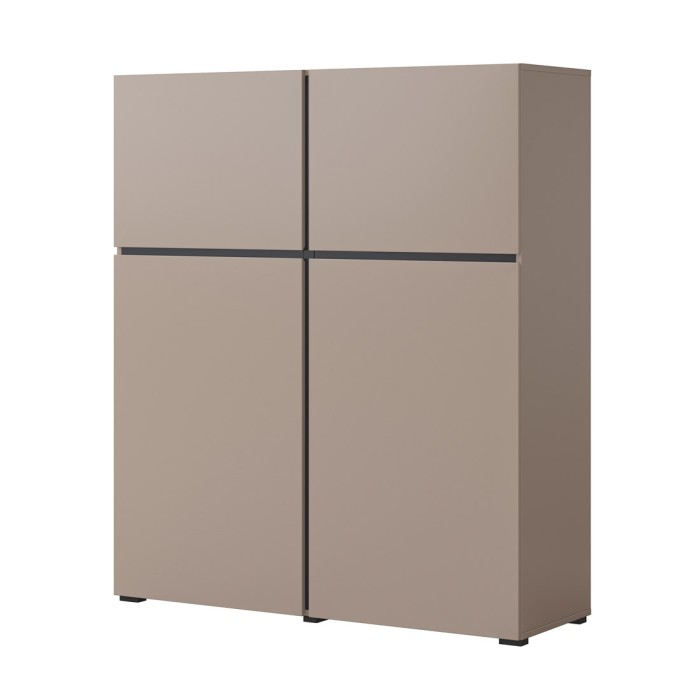 Buffet haut coloris beige et noir L120xH140xP40 collection HAVANA. Bahut  haut design avec 4 portes.