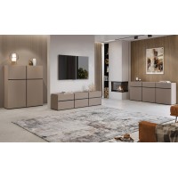 Buffet haut coloris beige et noir L120xH140xP40 collection HAVANA. Bahut  haut design avec 4 portes.