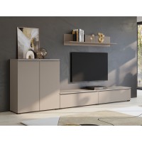 Buffet ALICE 2 portes 3 tiroirs, coloris marron congo avec éclairage LED