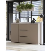 Buffet ALICE 2 portes 3 tiroirs, coloris marron congo avec éclairage LED