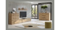 Buffet ALICE coloris chêne wotan – 2 portes, 3 tiroirs avec éclairage LED