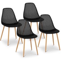 Lot de 4 chaises ajourées BEE coloris noir - H83 x L53 x P47 cm