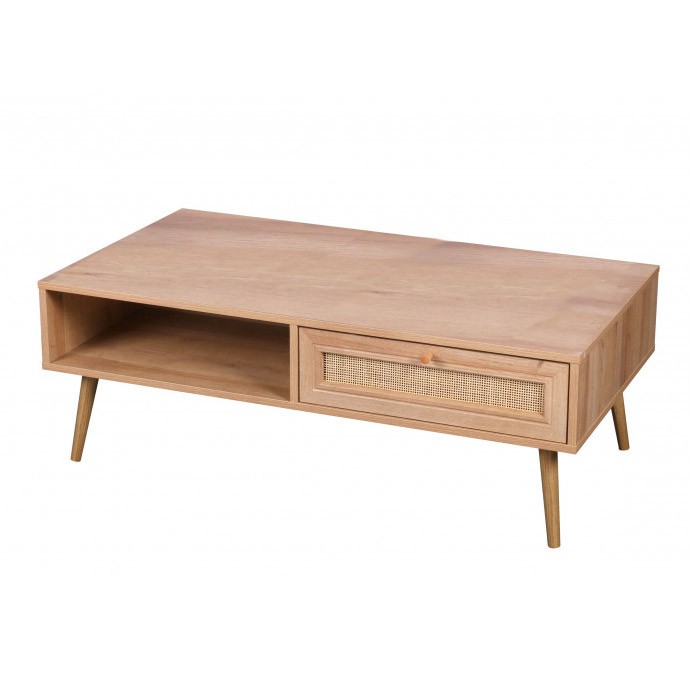 Table basse ALTA chêne clair avec  – Design scandinave et rangement pratique