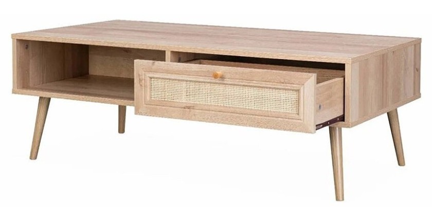 Table basse ALTA chêne clair – Design scandinave et rangement pratique