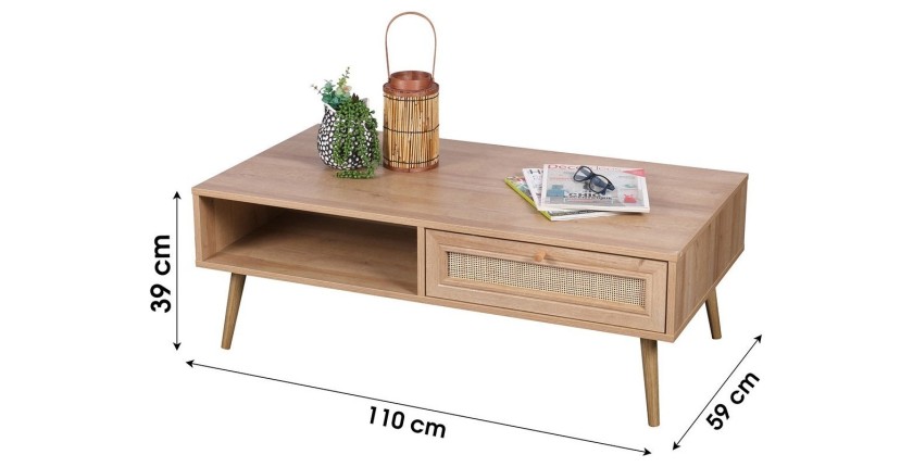 Table basse ALTA chêne clair – Design scandinave et rangement pratique