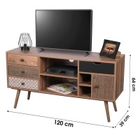 Meuble TV collection  ALTA coloris chêne avec 4 tiroirs – Design scandinave et rangements pratiques