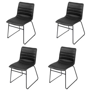 Lot de 4 chaises PU effet cuir ardoise collection NETS style industriel