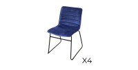 Lot de 4 chaises en velours côtelé bleu collection NETS style industriel