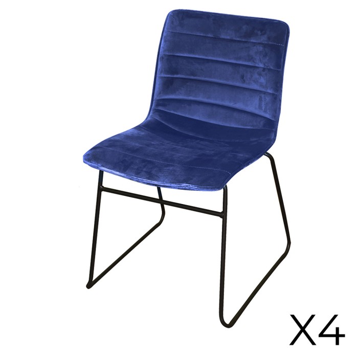 Set van 4 stoelen in blauw...