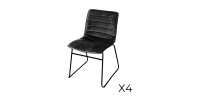 Lot de 4 chaises en velours côtelé noir collection NETS style industriel