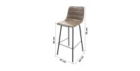 Lot de 2 tabourets de bar avec dossier effet cuir tilleul collection NETS - Style industriel