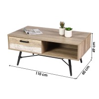 Table basse UMÉA coloris chêne clair et blanc – Design scandinave et rangement pratique