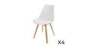 Lot de 4 chaises design blanches avec coussin collection MIA