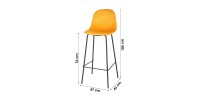 Lot de 4 tabourets de bar avec dossier en velours jaune et structure en métal collection LALY - Style industriel