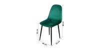 Lot de 4 chaises LOLY, assise et dossier en velours vert, structure en métal noir