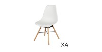 Lot de 4 chaises coloris blanc style scandinave. Collection JOIE.