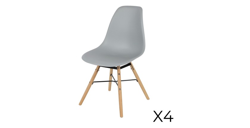 Lot de 4 chaises coloris gris style scandinave. Collection JENKINS.