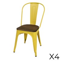 Lot de 4 chaises en métal jaune style industriel. Collection FACTORY.