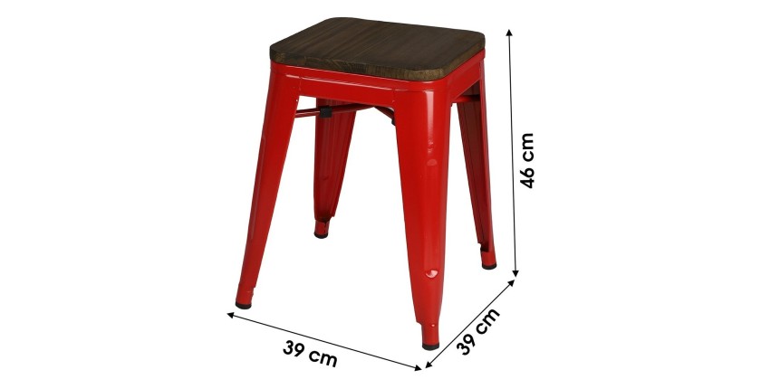 Lot de 4 tabourets style industriel en métal, coloris rouge – Collection FACTORY.