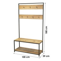 Meuble porte-manteaux avec 2 étagères range-chaussures – 100x39xH180 cm – Collection OAKLANDER