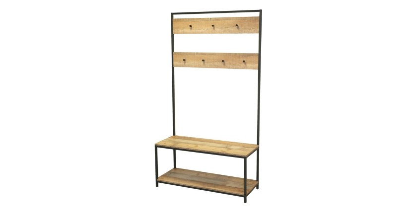 Meuble porte-manteaux avec 2 étagères range-chaussures – 100x39xH180 cm – Collection OAKLANDER