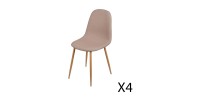 Lot de 4 chaises en tissu taupe avec pieds en métal effet bois – 45x87x54 cm, hauteur d'assise 49 cm – Collection NORDICA