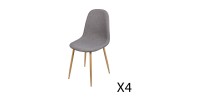 Lot de 4 chaises en tissu gris clair avec pieds en métal effet bois – 45x87x54 cm, hauteur d'assise 49 cm – Collection NORDICA