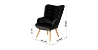 Fauteuil de salon en velours noir avec pieds en bois collection ENJOY. Style scandinave