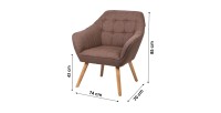 Fauteuil en tissu taupe avec pieds en bois – 74x70xH85 cm, hauteur d'assise 43 cm – Collection ARCTIKA