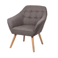 Fauteuil en tissu gris foncé avec pieds en bois – 74x70xH85 cm, hauteur d'assise 43 cm – Collection ARCTIKA