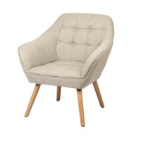 Fauteuil en tissu beige avec pieds en bois – 74x70xH85 cm, hauteur d'assise 43 cm – Collection ARCTIKA