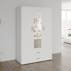 Armoire 3 portes avec miroir TOM – Dimensions H185 x L120 x P52 cm – Coloris blanc – Style design