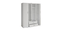 Armoire 4 portes avec 2 miroirs TOM – Dimensions H185 x L160 x P52 cm – Coloris blanc – Style design